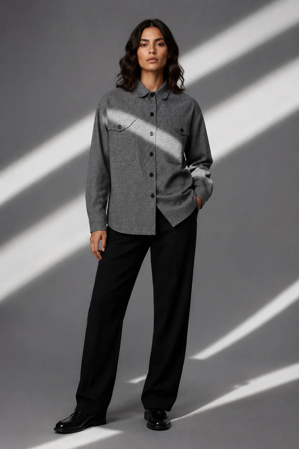 Loverboy Button Down in Charcoal Grey — product photo