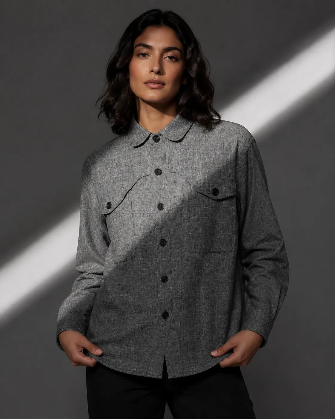 Loverboy Button Down in Charcoal Grey — product photo