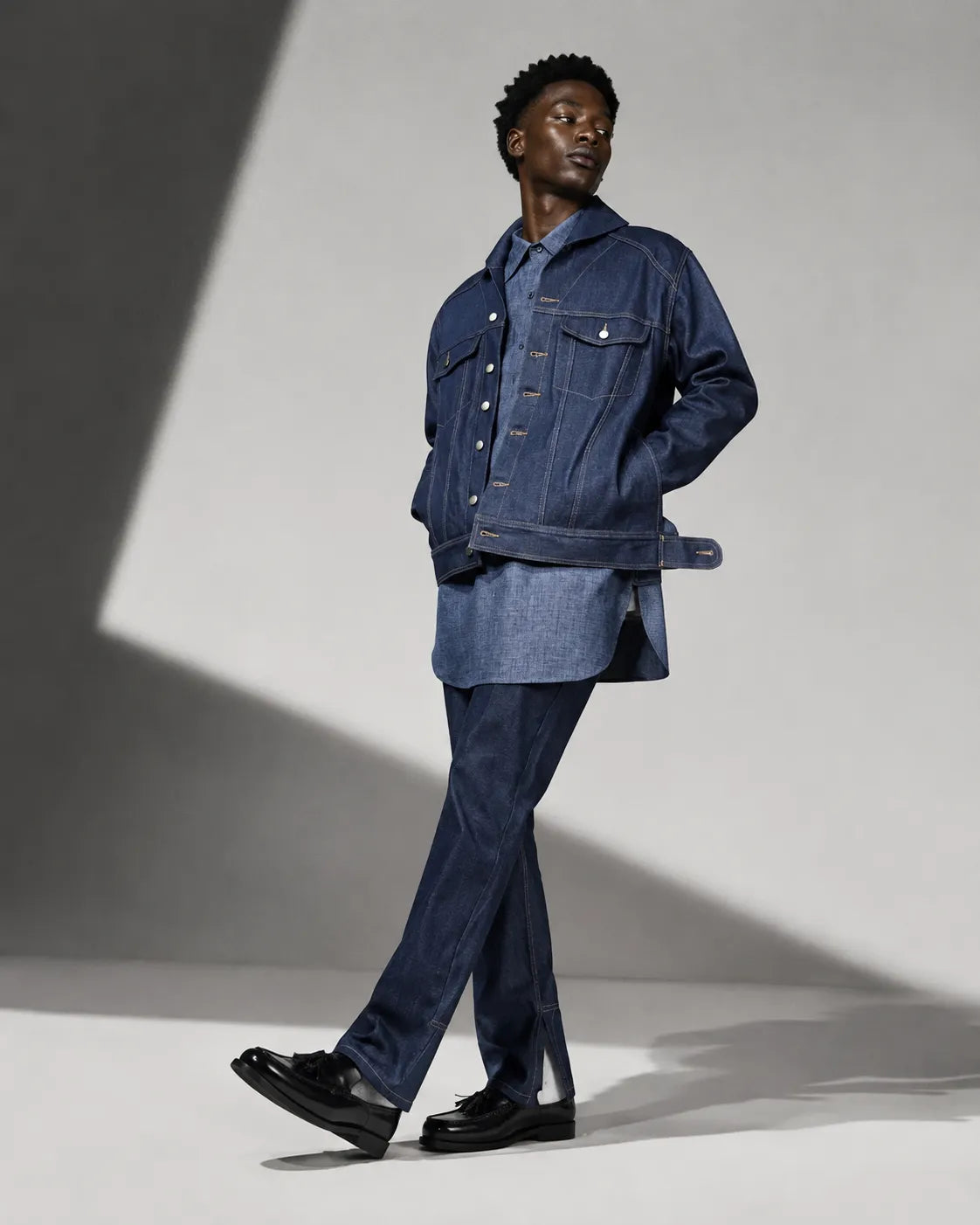 Loverboy Japanese Denim Jacket in Navy Blue — product photo