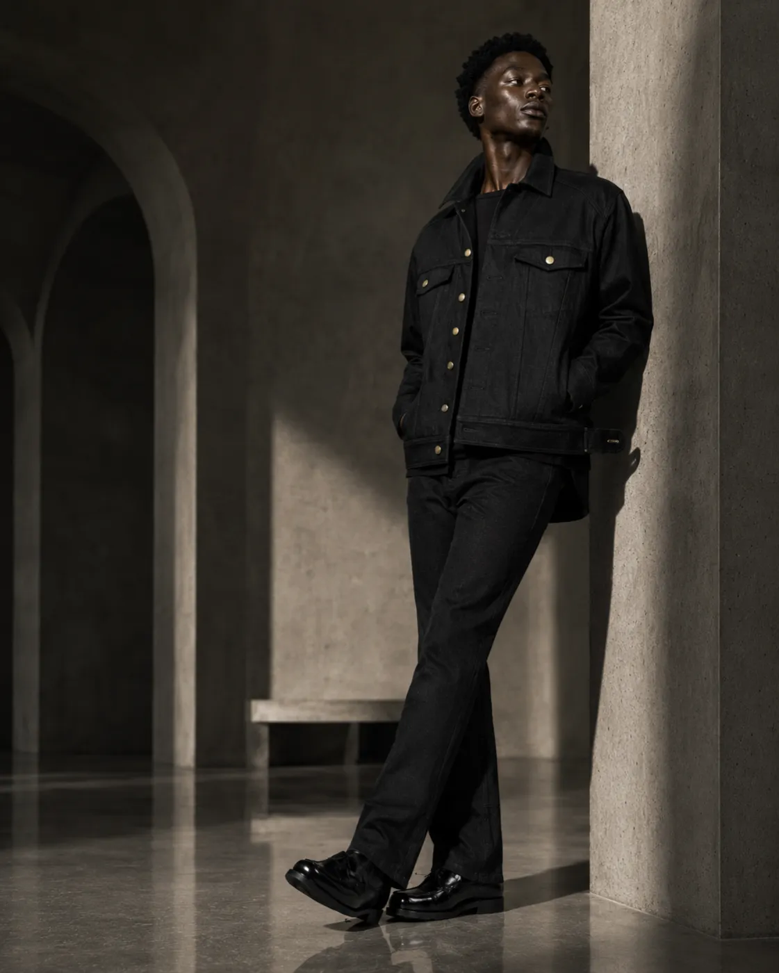 The Uniform in black — in motion.